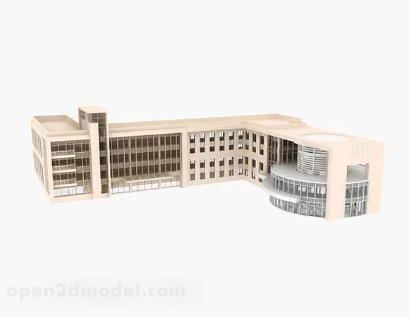 Yellow School Building 3d model Yellow School Building 3d model