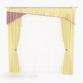 Yellow Simple Home Curtains 3d model