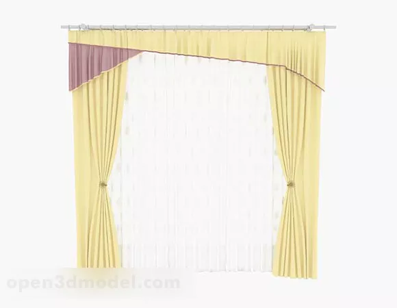 Yellow Simple Home Curtains 3d model Yellow Simple Home Curtains 3d model