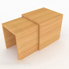 Yellow Simple Wooden Coffee Table 3d model
