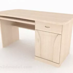 Yellow Simple Wooden Desk 3d model