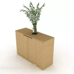 Yellow Simple Wooden Porch Cabinet 3d model