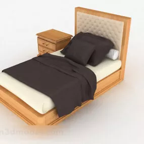 Yellow Single Bed 3d model