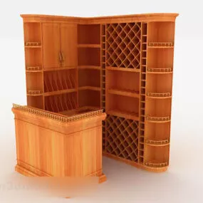 Yellow Small Bar Cabinet 3d model
