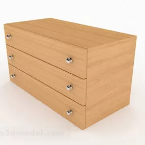 Yellow Wooden Bedside Table Furniture 3d model
