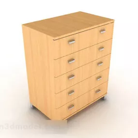 Yellow Wooden Cabinet 3d model