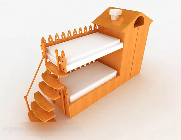 Wooden Children Bunk Bed 3d model Wooden Children Bunk Bed 3d model