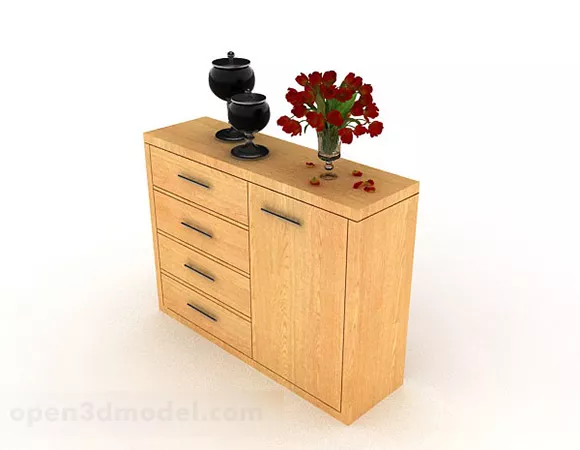 Yellow Wooden Decorative Hall Cabinet 3d model Yellow Wooden Decorative Hall Cabinet 3d model
