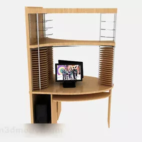 Yellow Wooden Desk 3d model