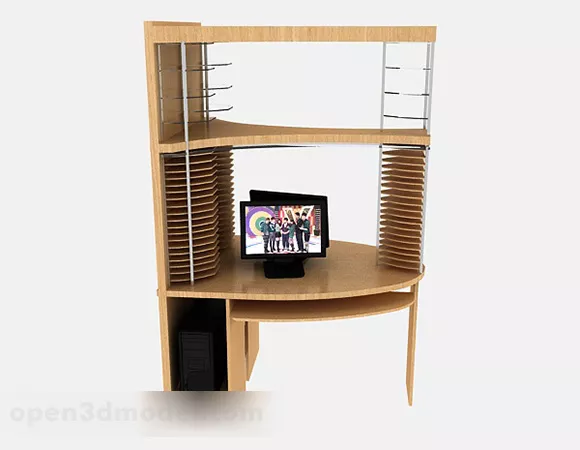 Yellow Wooden Desk 3d model Yellow Wooden Desk 3d model