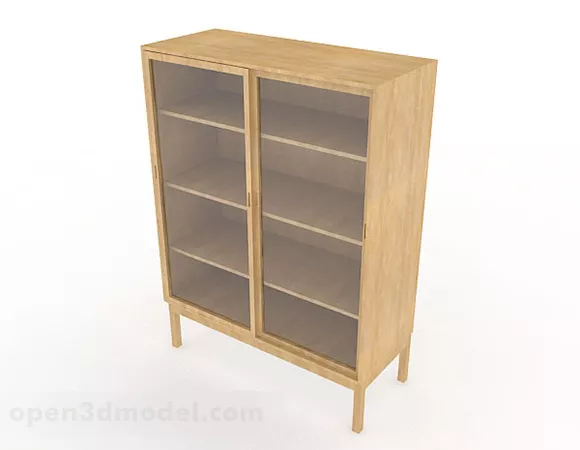 Yellow Wooden Display Cabinet 3d model Yellow Wooden Display Cabinet 3d model