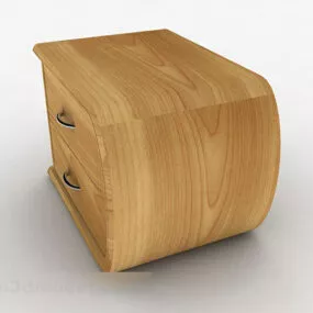 Yellow Wooden Home Bedside Table 3d model