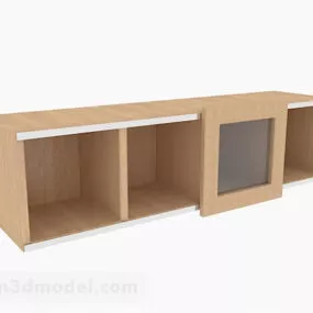 Yellow Wooden Minimalist Tv Cabinet 3d model