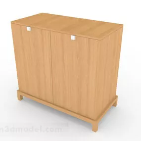 Yellow Wooden Minimalist Wardrobe 3d model