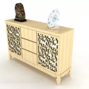 Yellow Wooden Office Cabinet 3d model