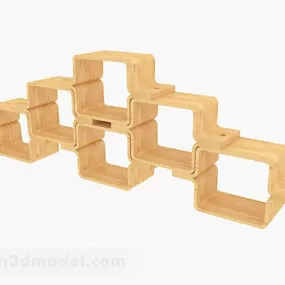 Yellow Wooden Personality Display Cabinet Design 3d model