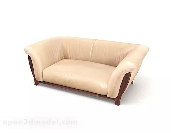 Yellow Wooden Simple Double Sofa 3d model Yellow Wooden Simple Double Sofa 3d model