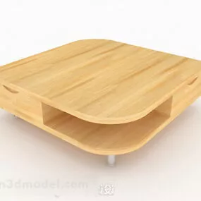 Yellow Wooden Tea Table Furniture 3d model