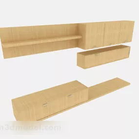 Yellow Wooden Tv Cabinet V1 3d model