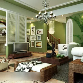European Living Room Interior V15 3d model