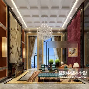 Living Room Decor Background Wall Interior 3d model