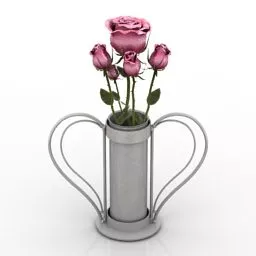Arm Vase Decor With Roses 3d model