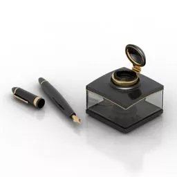 Inkwell With Pen 3d model