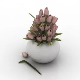 Ceramic Vase Tulips Flower 3d model