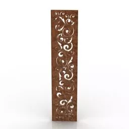 Carved Floral Panel Decor 3d model