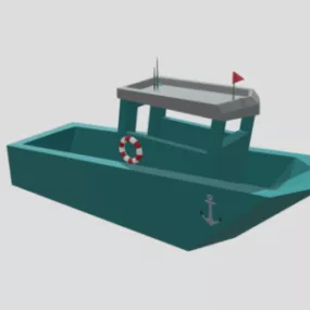 Lowpoly Iron Boat 3d model