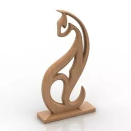 Wooden Figurine Cat 3d model