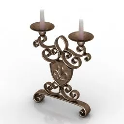 Vintage Brass Candlestick V1 3d model