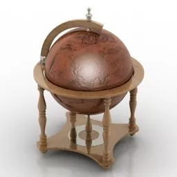 Vintage Woodenglobe Decor 3d model