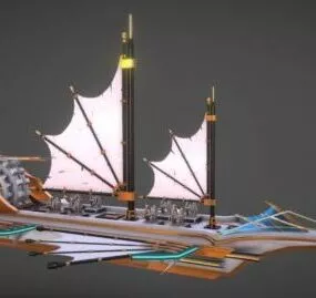 Vintage Steampunk Ship 3d model