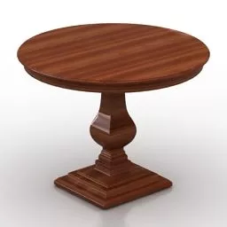 Vintage Round Wooden Table Round 3d model