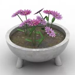 Ceramic Vase With Flowers 3d model
