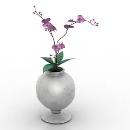 Stone Vase Flower Plant 3d model