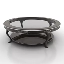 Round Glass Table Vintage Legs 3d model