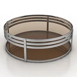 Brown Round Glass Table 3d model