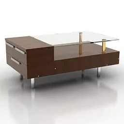 Glass Table Combine Cabinet 3d model