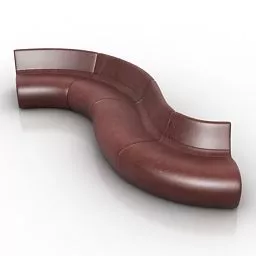 Curved Leather Sofa 3d model