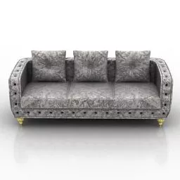 Retro Grey Leather Sofa 3d model