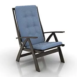 High Back Fabric Armchair 3d model