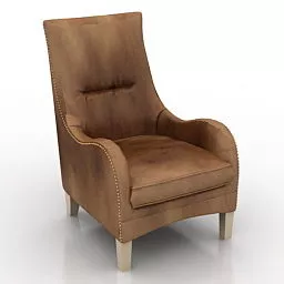 High Back Leather Armchair 3d model