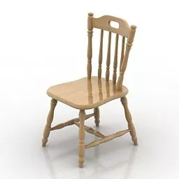 Wooden Country Chair 3d model