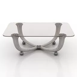 Glass Rectangle Table Argento 3d model