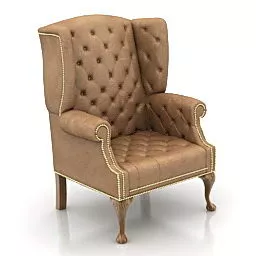 Leather Wing Back Armchair 3d model