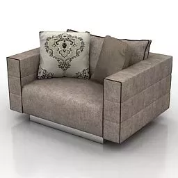 Single Armchair Velvet 3d model