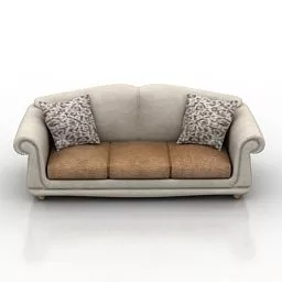 Beige Leather Chesterfield Sofa 3d model