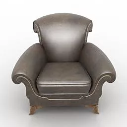 Brown Leather Armchair Living Room 3d model